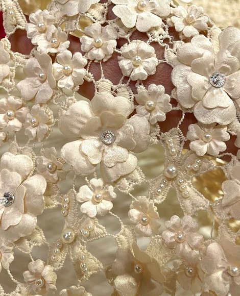 Кружево "Валентино" объемный цветок беж Кружево "Валентино" объемный цветок беж