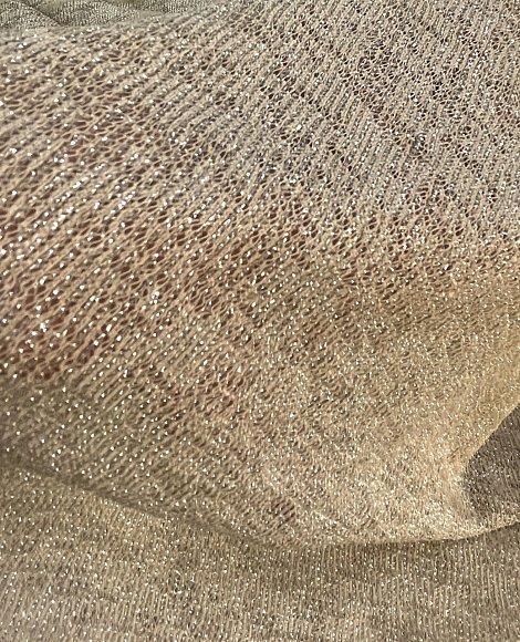 Трикотаж тонкая вязка серебро беж