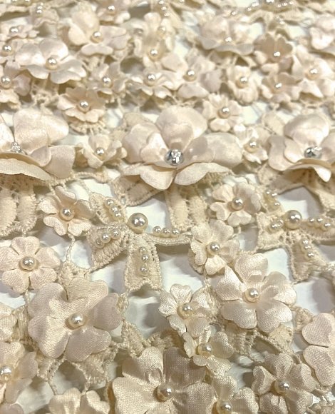 Кружево "Валентино" объемный цветок беж Кружево "Валентино" объемный цветок беж