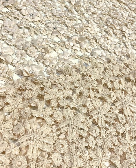Кружево "Валентино" объемный цветок беж Кружево "Валентино" объемный цветок беж